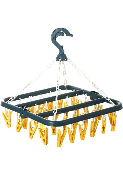 H Tarzı Plastik Kurutma Rafı Basit Rüzgar Geçirmez Çocuk Çoklu Klip Çorap Klip Asmak Bebek Bezi Tutucu Katlanır Depolama Elbise Askısı (Yurt Dışından)