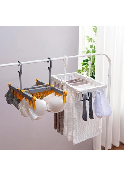 B-Beyaz Tarzı Katlanabilir Elbise Kurutma Rafı Çamaşır Asma Rafı Kapalı Açık Elbise Çorap Iç Klipler ile Askı (Yurt Dışından) modelleri