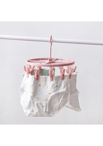 Pembe Tarzı No.12 Boyutu 360 Derece Plastik Dönebilen Yuvarlak Elbise Askıları Klipsli Rüzgar Geçirmez Elbise Kurutma Rafı Soket Askı Tokalı (Yurt Dışından) fırsatları