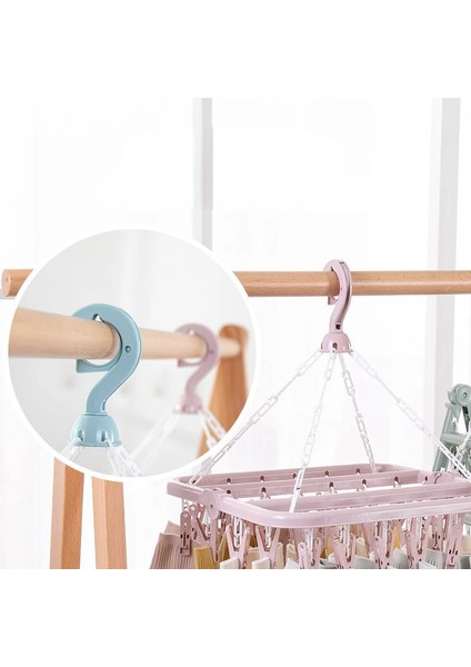 Mavi Stil 32 Klipler Katlanır Elbise Kurutma Makinesi Askısı Rüzgar Geçirmez Çorap Iç Çamaşırı Kurutma Rafı Ev Çocuk Yetişkinler Çamaşır Rafı Depolama (Yurt Dışından)