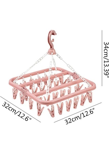 Yeşil Stil Katlanır Elbise Kurutma Makinesi Askısı 32 Klipler Çok Fonksiyonlu Plastik Kurutma Rafı Ev Yatak Odası Balkon Dolap Çamaşır Ipi Rüzgar Geçirmez (Yurt Dışından) fırsatları