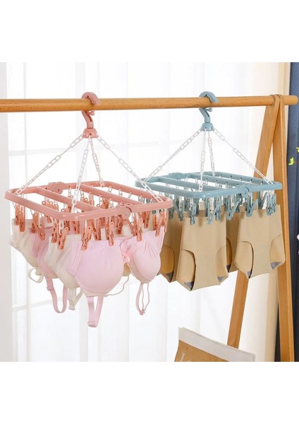 Yeşil Stil Beş 32 Klipler Katlanır Elbise Kurutma Makinesi Askısı Çocuk Yetişkinler Elbise Kurutma Makinesi Rüzgar Geçirmez Çorap Iç Çamaşırı Plastik Kurutma Rafı Elbise Askısı (Yurt Dışından) modelleri