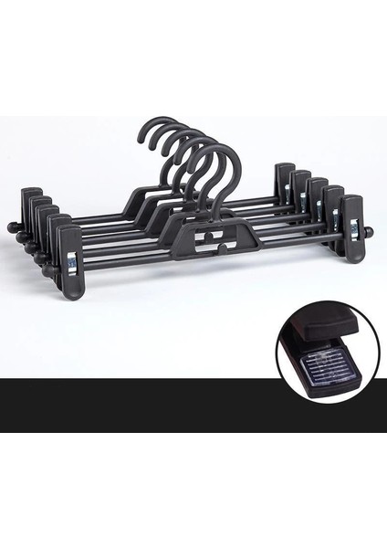 Siyah Stil 10 Parça Lastic Etek Pantolon Askısı 2-Ayarlanabilir Kaymaz Klipsli Gömlek, Elbise, Dayanıklı Sağlam Plastik Askı Için Döner Kanca (Yurt Dışından)