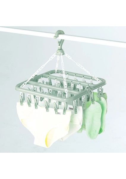 Mavi Stil 32 Klip Askı Katlanabilir Plastik Çorap Havlu Elbise Askısı Raf Ev Çorap Iç Kurutma Raf Askıları Ev Elbise Klip (Yurt Dışından)