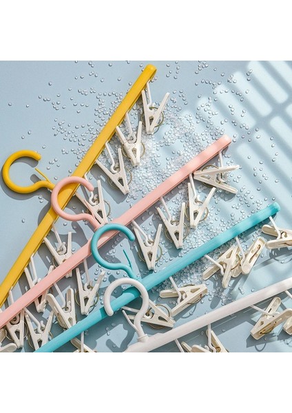 Pembe Tarzı 8 Mandal Plastik Elbise Kurutma Askısı Rüzgar Geçirmez Kıyafet Rafı 8 Klipler Çorap Çamaşır Kurutma Havalandırma Askısı Iç Çorap Tutucu (Yurt Dışından)