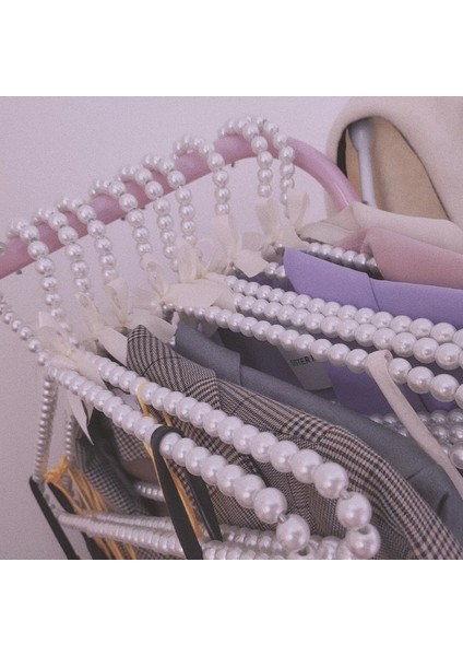 BEYAZ-24CM Tarzı 5 Adet Güzel Inci Elbise Askısı Bling Elmas Yay Elbise Rafı Kemer Atkı Askıları Kız Dolap Rafları Çocuk Askıları Organizatör (Yurt Dışından) fırsatları