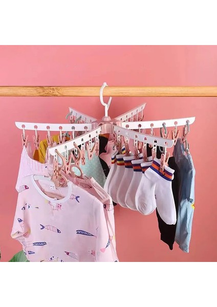 Pembe-2 Tarzı Sihirli Çorap Rafı 36 Klipler Katlanabilir Çorap Askısı Havlu Iç Organizatör Balkon Kurutma Elbise Dolabı Depolama (Yurt Dışından)