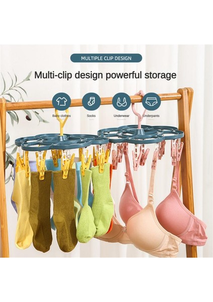 Yeşil Tarzı 16 Klipler Kurutma Rafları Plastik Katlanır Elbise Kurutma Makinesi Askı Çocuk Yetişkinler Rüzgar Geçirmez Çorap Iç Çamaşırı Ev Çamaşır Depolama (Yurt Dışından)