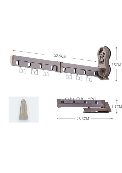 Gri Tarzı Katlanır Kumaş Kurutma Rafı Vantuzlu Duvara Monte Punch-Ücretsiz Taşınabilir Alüminyum Elbise Kurutma Çubuğu Seyahat Balkon (Yurt Dışından)