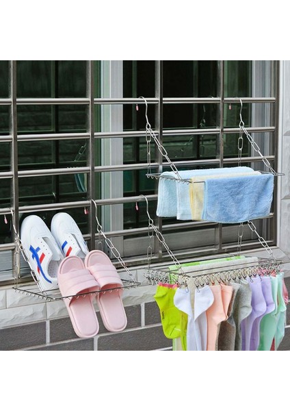 30CM Tarzı Balkon Katlanır Ayakkabı Kurutma Rafı Elbise Kurutma Askısı Paslanmaz Çelik Çamaşır Iç Giyim Havlu Depolama Tutucu Sağlam ve Dayanıklı (Yurt Dışından) fiyatları
