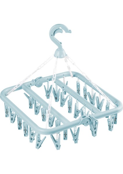 Mavi Stil 1 Adet Kurutma Askısı 32 Klipsli Dönebilen Premium Pp Plastik Katlanabilir Askı Çorap Klipsi Elbise Askısı Kurutma Klipsi Ev Depolama Tutucu (Yurt Dışından)