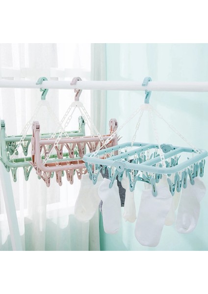 Mavi Stil 1 Adet Kurutma Askısı 32 Klipsli Dönebilen Premium Pp Plastik Katlanabilir Askı Çorap Klipsi Elbise Askısı Kurutma Klipsi Ev Depolama Tutucu (Yurt Dışından) modelleri