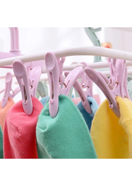 Pembe Tarzı 12 Klipler Katlanır Elbise Kurutma Askısı Çocuk Yetişkinler Elbise Kurutma Makinesi Rüzgar Geçirmez Çorap Iç Çamaşırı Plastik Kurutma Rafı (Yurt Dışından) fırsatları