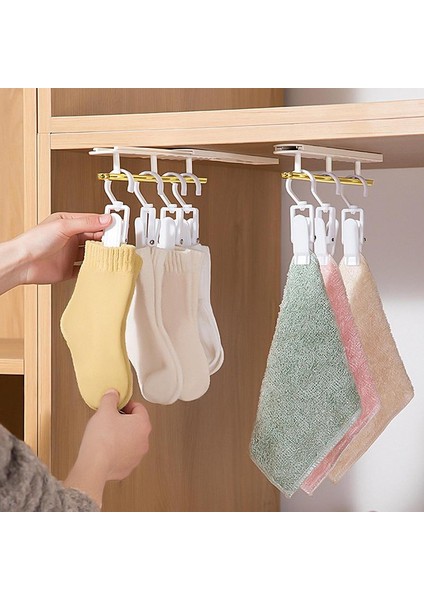 Altın Tarzı Geri Çekilebilir Kurutma Rafı Çeşitli Eşyalar Depolama Giysi Rafı Duvara Montaj Çok Fonksiyonlu Plastik Giysi Rafı Çamaşır Kurutma Askısı (Yurt Dışından)