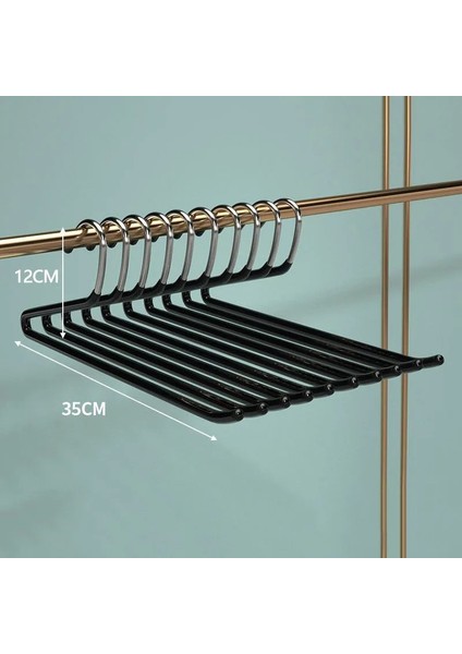 Siyah Stil 10 Parça 35CM Paslanmaz Çelik Pantolon Askısı Elbise Organizatör Dolap Pantolon Rafı Dolap Depolama Yerden Tasarruf Sağlayan Kurutma Rafı (Yurt Dışından)