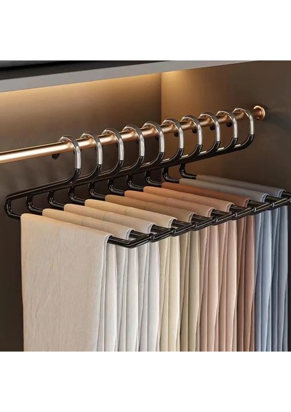 Siyah Stil 10 Parça 35CM Paslanmaz Çelik Pantolon Askısı Elbise Organizatör Dolap Pantolon Rafı Dolap Depolama Yerden Tasarruf Sağlayan Kurutma Rafı (Yurt Dışından) modelleri