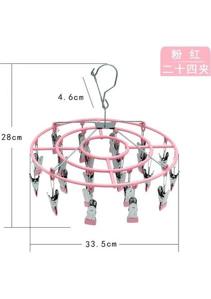 24 Klip-Pembe Tarzı Dönebilen Çok Fonksiyonlu Yuvarlak Kurutma Rafı Witlips Paslanmaz Çelik Ataş Yerden Tasarruflu Kapalı Çorap Kurutma Rafı Askıları (Yurt Dışından)