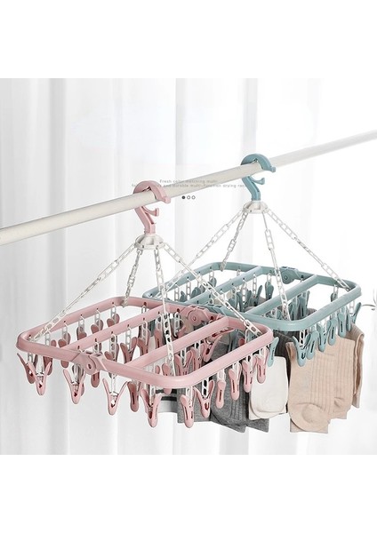 Pembe Tarzı 32 Klipler Katlanır Elbise Kurutma Makinesi Askısı Rüzgar Geçirmez Çorap Iç Çamaşırı Kurutma Rafı Ev Çocuk Yetişkinler Depolama Çamaşır Rafı (Yurt Dışından) modelleri