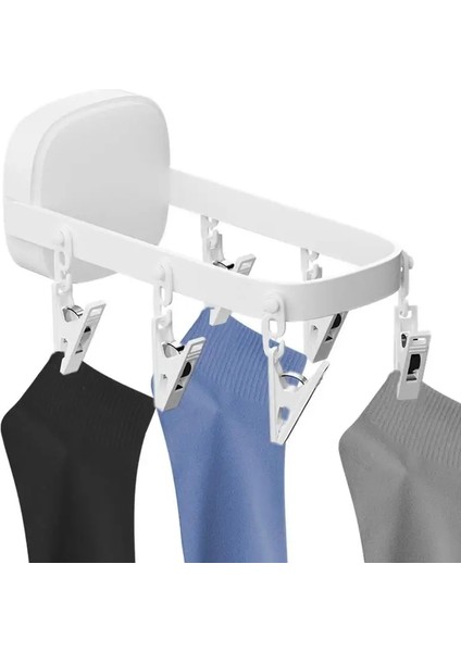 Pembe Tarzı Duvara Monte Kurutma Rafı Balkon Elbise Kurutma Askısı Rüzgar Geçirmez Çamaşır Kurutma Kıyafet Rafı Havlu Iç Çorap Tutucu (Yurt Dışından) fırsatları