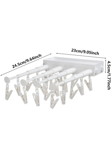Beyaz Stil Iç Çamaşırı Duvara Monte Kurutma Rafı Teleskopik Asılı Raf Tasarımı Yumruksuz Space Saver Elbise Askısı Klipler ile Külot (Yurt Dışından)