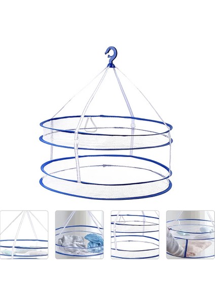Mavi Stil 58X58CM Elbise Sepeti Kurutma Kazak Askıları Katlanabilir Raf Asılı Net Katlanabilir Çamaşır (Yurt Dışından)