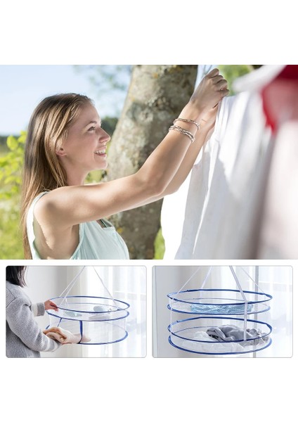 Mavi Stil 58X58CM Elbise Sepeti Kurutma Kazak Askıları Katlanabilir Raf Asılı Net Katlanabilir Çamaşır (Yurt Dışından)