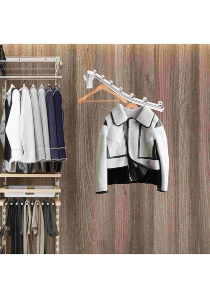 Gümüş Tarzı 41X7CM Asılı Ray Duvara Monte Elbise Rafı Askılar Elbise Elbise Kancaları Duvara Monte Kurutma Rafı (Yurt Dışından) indirimleri