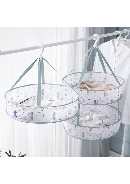 61CM-ÇIÇEK-TEK Stil Elbise Kurutma Sepeti Iç Sütyen Çorap Net Asılı Çanta Anti-Deformasyon Kurutma Rafı Rüzgar Geçirmez Elbise Askıları Çift Katmanlı (Yurt Dışından)
