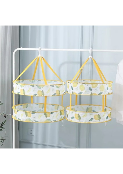 61CM-ÇIÇEK-TEK Stil Elbise Kurutma Sepeti Iç Sütyen Çorap Net Asılı Çanta Anti-Deformasyon Kurutma Rafı Rüzgar Geçirmez Elbise Askıları Çift Katmanlı (Yurt Dışından)