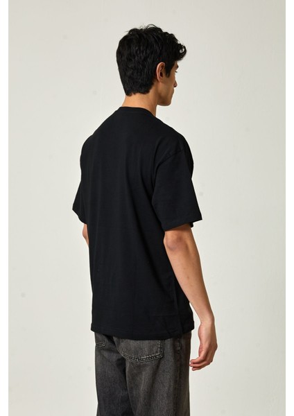 Yarım Oversize Baskılı T-Shirt L - Siyah indirimleri