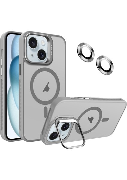 iPhone 15 Plus Kılıf Kamera Koruma Standı Magsafe Alp Kapak