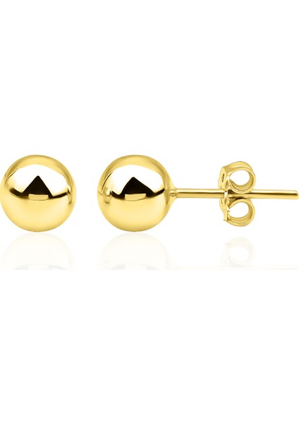 14 Ayar Altın Yuvarlak Top Küpe 8 mm
