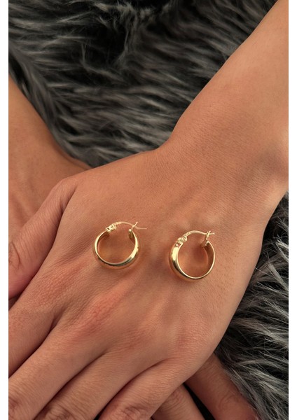 14 Ayar Altın Bombeli Geniş Halka Küpe fiyatları