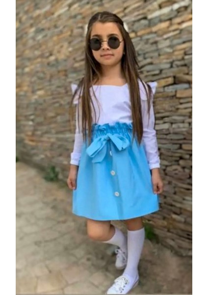 Kız Çocuk Sade Etekli Takım