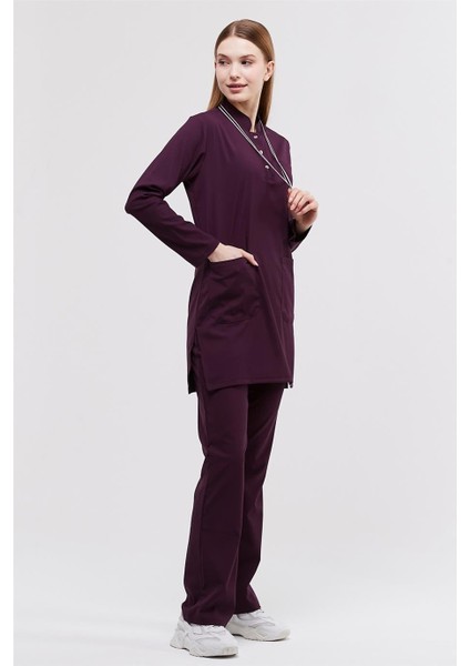 Happiness Modest - Likralı Doktor Hemşire Tesettür Forma Takımı, Mürdüm fırsatları