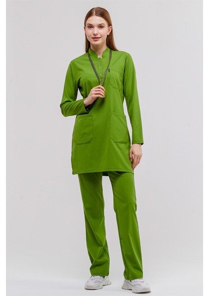Happiness Modest - Likralı Doktor Hemşire Tesettür Forma Takımı, Fıstık Yeşili modelleri