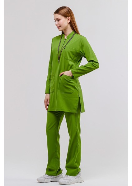 Happiness Modest - Likralı Doktor Hemşire Tesettür Forma Takımı, Fıstık Yeşili indirimleri