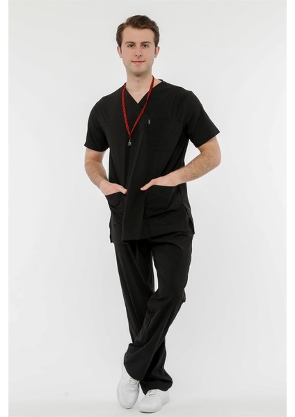 Ultralycra Comfy - Büyük Beden Likralı Doktor Hemşire Forma Takımı (Unı), Siyah fiyatları