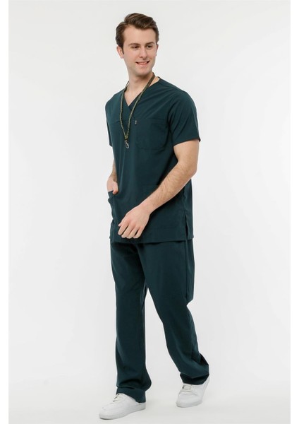 Ultralycra Comfy - Büyük Beden Likralı Doktor Hemşire Forma Takımı (Unı), Koyu Yeşil fırsatları