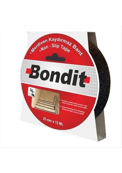 BNMK2515 Merdiven Kaydırmaz Bant Siyah 25 mm 15 mt Bondit