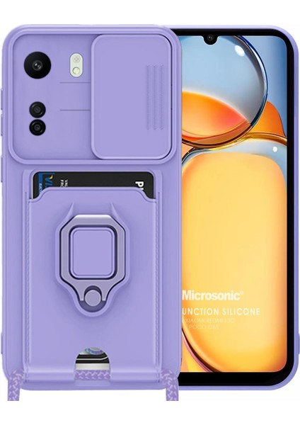 Xiaomi Poco C65 Kılıf Multifunction Silicone Lila