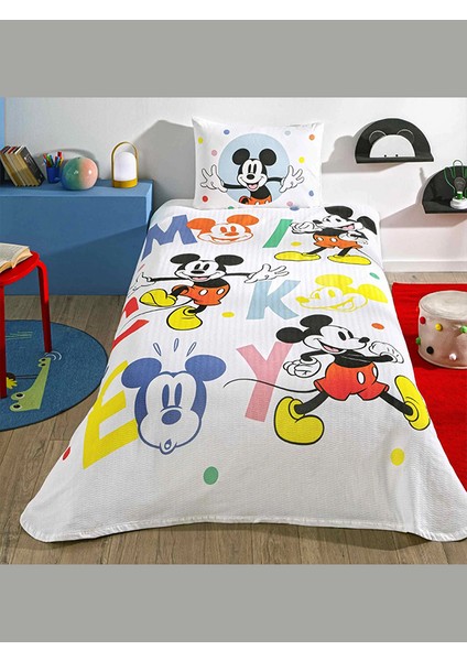 Lisanslı Pike Takımı Mickey Mouse Happy Tek Kişilik