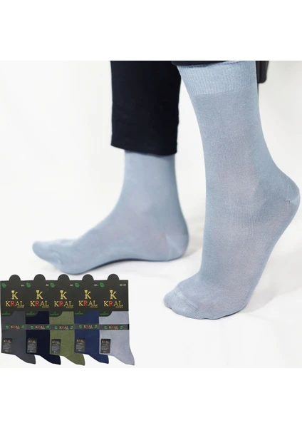 Kral Socks Bambu Erkek Soket Düz Uzun Çorap Klasik Yazlık Dikişsiz 5'li Premium Set