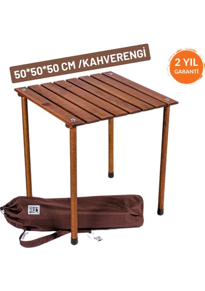 Bag The Joy 50x50x50 Katlanır Rulo Kamp ve Piknik Masası - Kahverengi