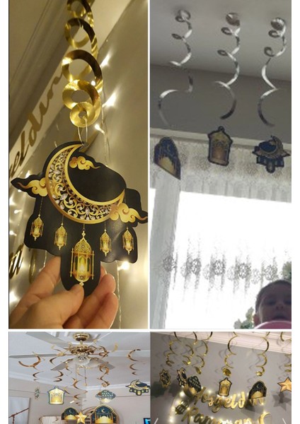 LED Işık Hoşgeldin Ramazan Gold Banner Yazı Iyi Bayramlar 6'lı Tavan Süs Ramazan indirimleri