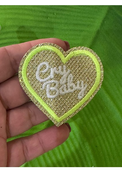 11X9 cm Ütü Ile Yapışan Neon Yeşil Kalp Arma Yama D,ikiş Hobi Aksesuarı