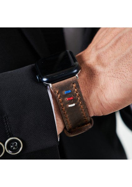 Apple Watch 42MM 44MM 45MM 49MM Ultra Ultra 2 Seri 3 / 4 / 5 / 6 / Se / 7 / 8 / 9 Kahverengi Deri Kordon Hakiki Crazy Deri Kayış fiyatları