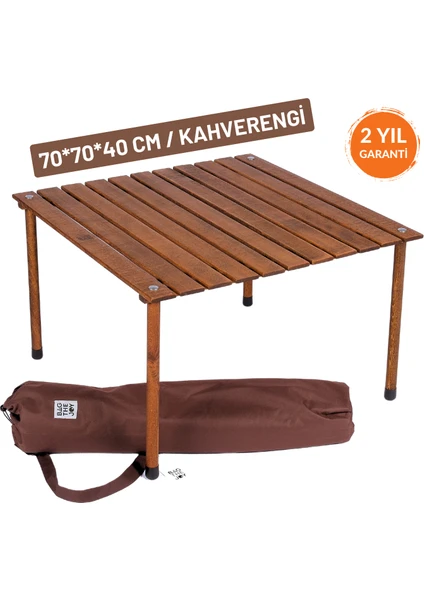 Bag The Joy 70x70x40 Katlanır Rulo Kamp ve Piknik Masası - Kahverengi