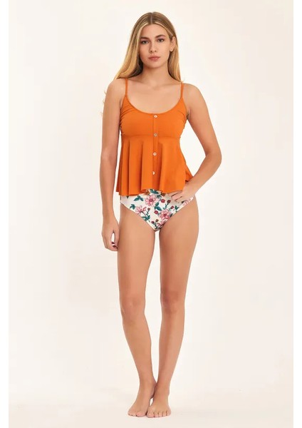 Su Tutmayan Kumaş Özel Tasarım Yüksek Bel Göğüs Kısmı Toparlayıcı Bikini Takım KK05
