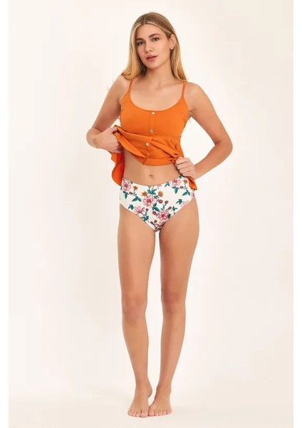 Su Tutmayan Kumaş Özel Tasarım Yüksek Bel Göğüs Kısmı Toparlayıcı Bikini Takım KK05